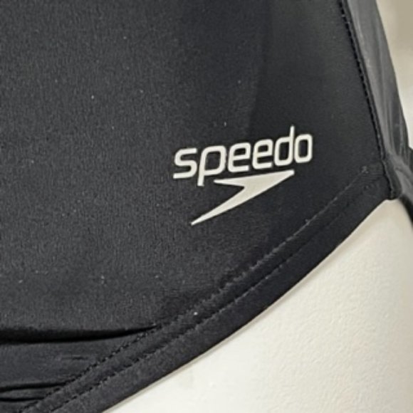 SPEEDO UltraBack Black With Purple Contrasting Piping One-Piece Swimsuit NWT - Picture 4 of 14